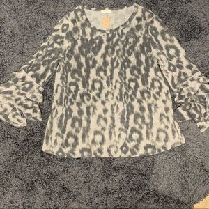 SOLD - Cheetah printed triple ruffle top